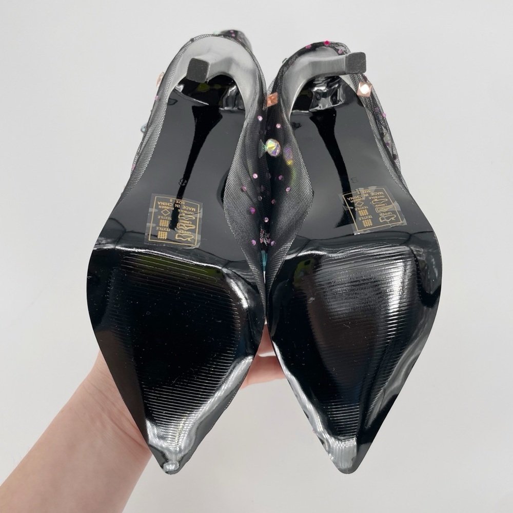 Metallic Silver Embellished Mid-Calf Stiletto Booties - Picture 2 of 10